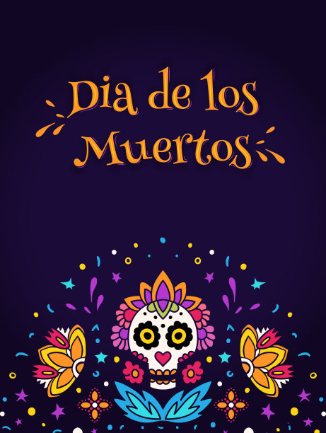 亡灵节，亡灵节矢量插图。设计旗帜或派对传单与传统的墨西哥糖骷髅和花卉装饰。图片下载