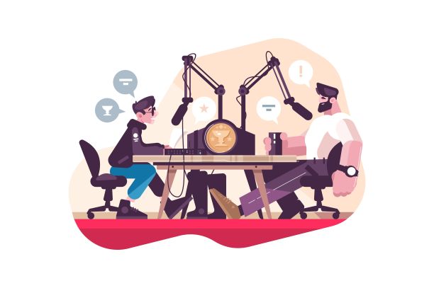 电台主持人在演播室采访一个人图片下载