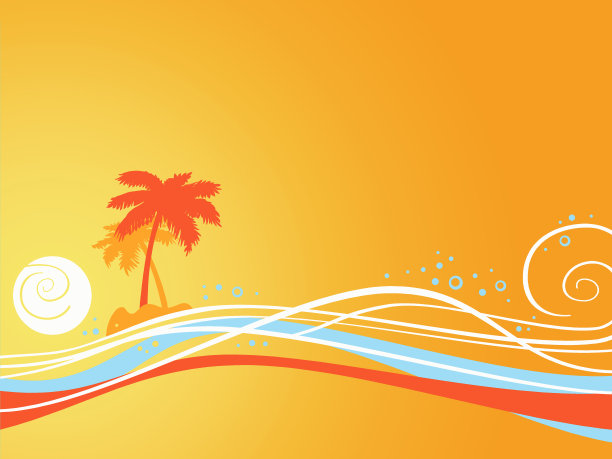 棕榈树背景-橙色图片下载