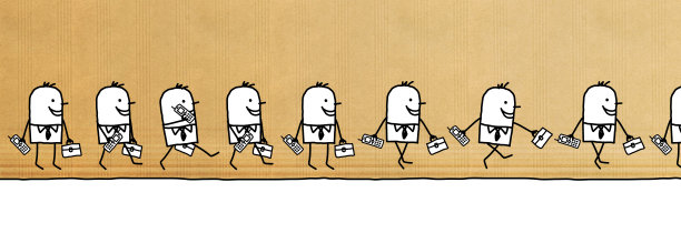 卡通步行商人与手机图片下载