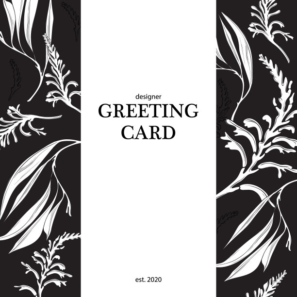 矢量印刷标语与黑白花背景图片下载