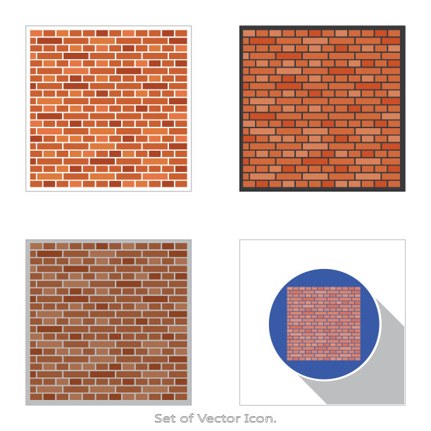 砖瓦工程图标。一套平面风格。图片下载