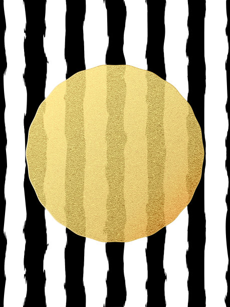 别致和豪华的明信片与金箔箔贺卡。黑色条纹，金色闪烁的圆元素。每股收益10图片下载