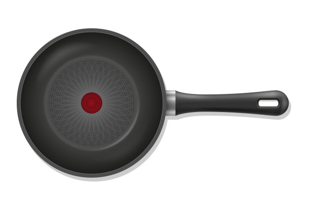 用煎锅在火上炒食物矢量图图片下载