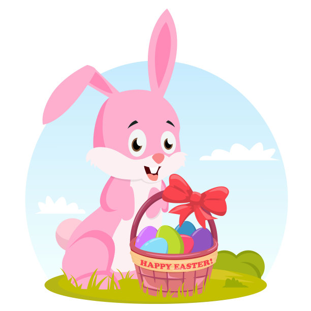 复活节兔子和蛋篮图片下载