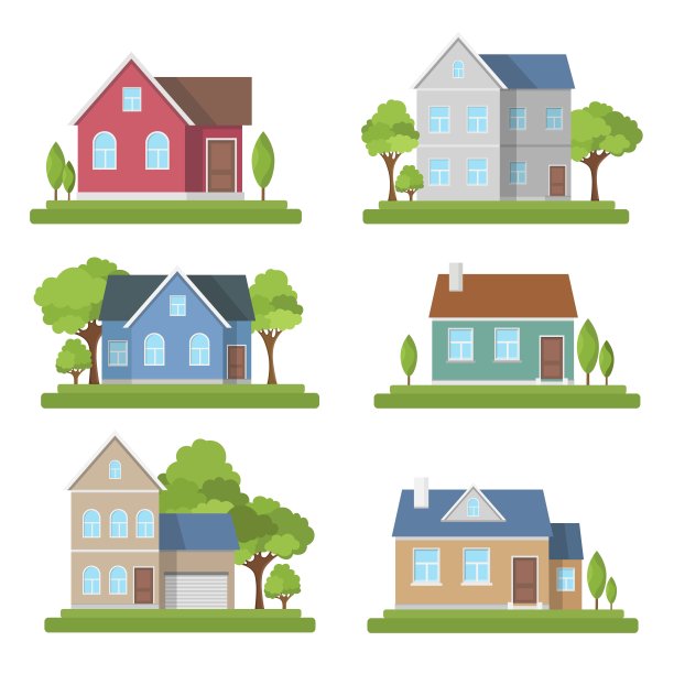 住宅设置外部现代插图前面的公寓图片下载