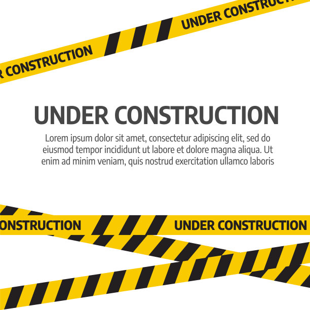 网站页面正在建设中。在建设胶带警告横幅向量图片下载