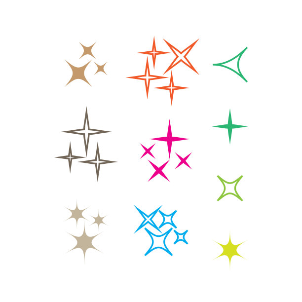 偶像明星。闪光的收藏。火花矢量图标集图片下载