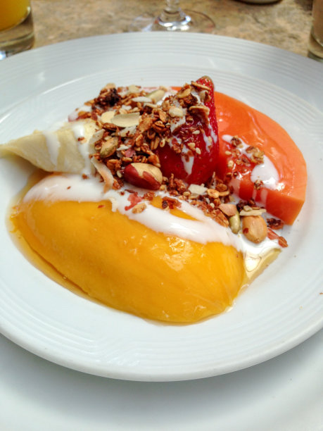 芒果和木瓜水果盘图片下载