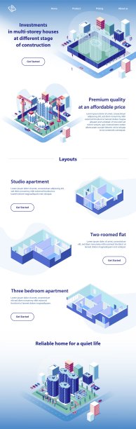 建筑公司矢量着陆页面模板图片下载