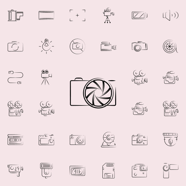 相机outine图标。照片和相机图标通用设置为网络和移动图片下载
