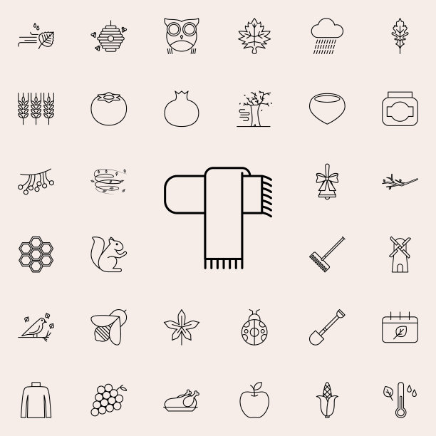 围巾图标。秋季图标通用设置为网络和移动图片下载