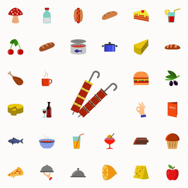 肉串图标。餐厅图标普遍设置为网络和移动图片下载