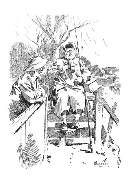 英国讽刺漫画卡通插图-渔民与烧瓶-插图图片下载