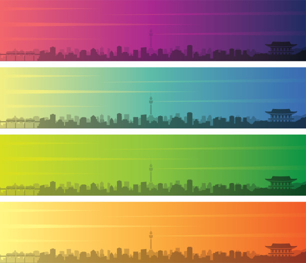 大邱多色梯度天际线横幅图片下载