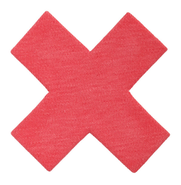 记号X，棉织物的红色十字。没有图标为您的设计。手工拒绝标志隔离在白色图片下载