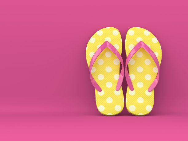 粉红色拖鞋的3d渲染图片下载