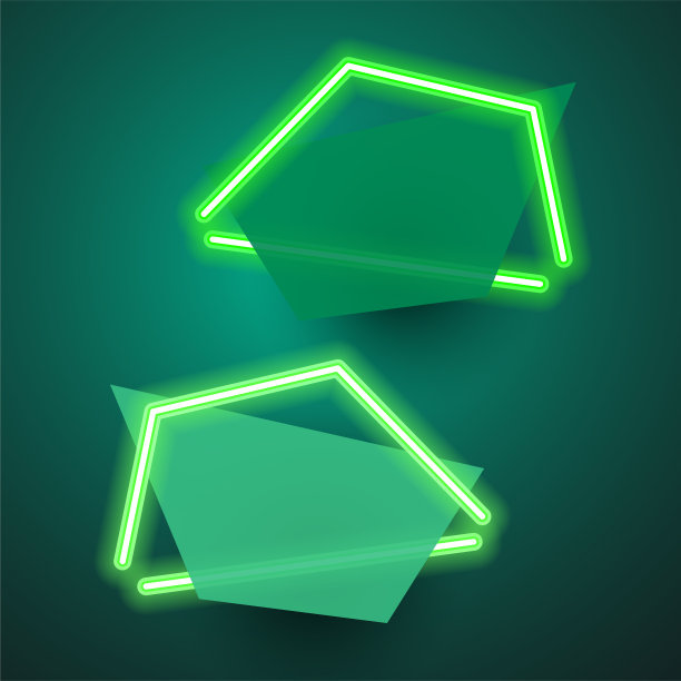 绿色抽象霓虹横幅。图片下载