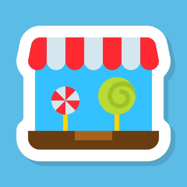 在线商店贴纸矢量图，孤立的扁平风格图标图片下载