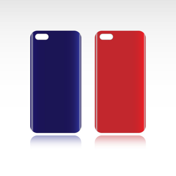 红色和蓝色的智能手机被隔离在白色上。矢量图图片下载