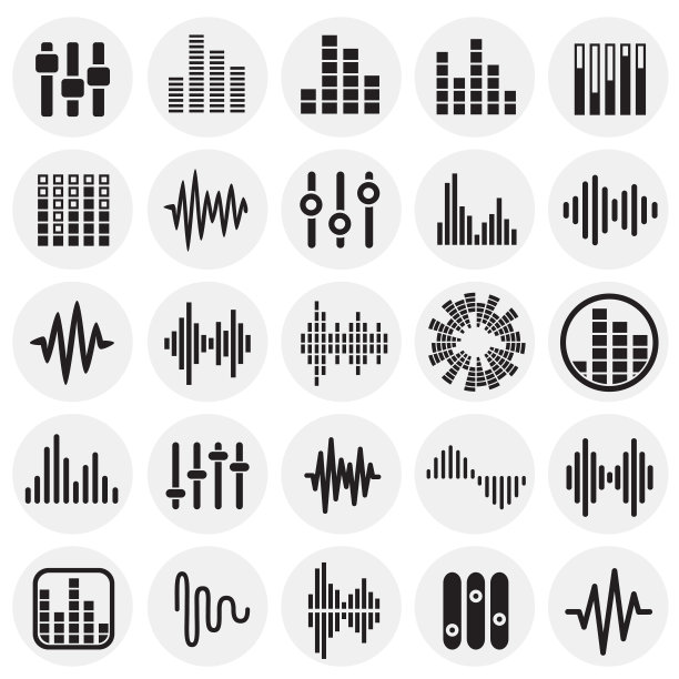 均衡器图标设置在圆形背景图形和网页设计，现代简单的矢量符号。网络的概念。时髦的符号为网站设计网页按钮或移动应用程序。图片下载