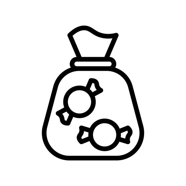 糖果袋矢量插图，孤立线风格图标图片下载