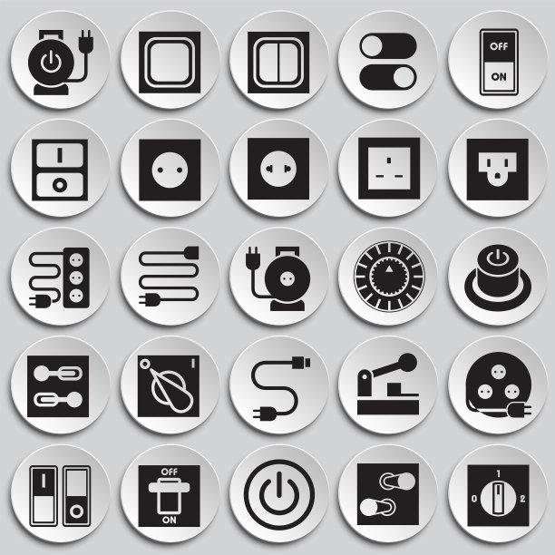 电器图标设置在平面和网页设计的板块背景，现代简单的矢量标志。网络的概念。时髦的符号为网站设计网页按钮或移动应用程序。图片下载