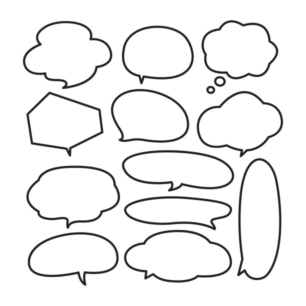 各种贴纸的白色语音气泡向量定标向量图片下载