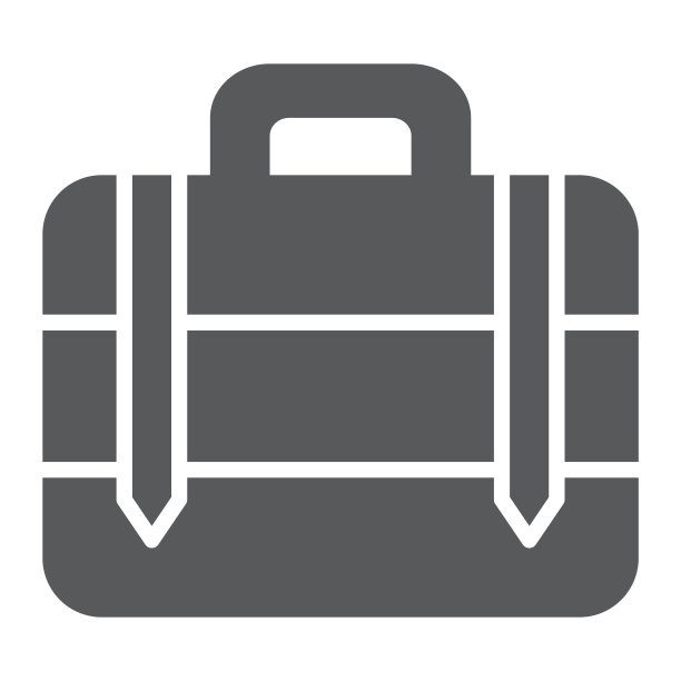 行李符号图标，袋子和行李，手提箱标志，矢量图形，白色背景上的固体图案。图片下载