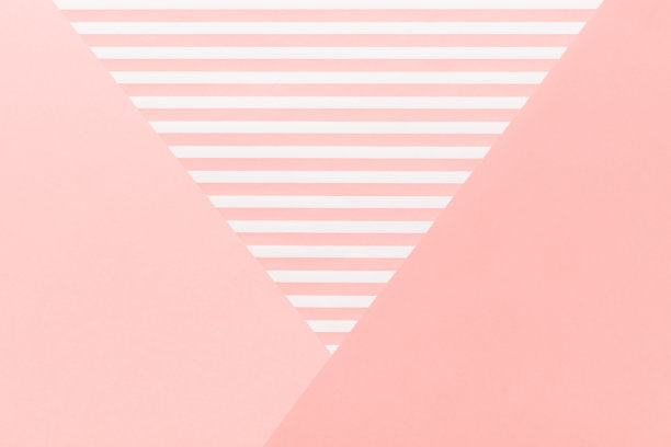 抽象几何活珊瑚pantone颜色平坦lay背景。极简主义，几何和对称模板。图片下载