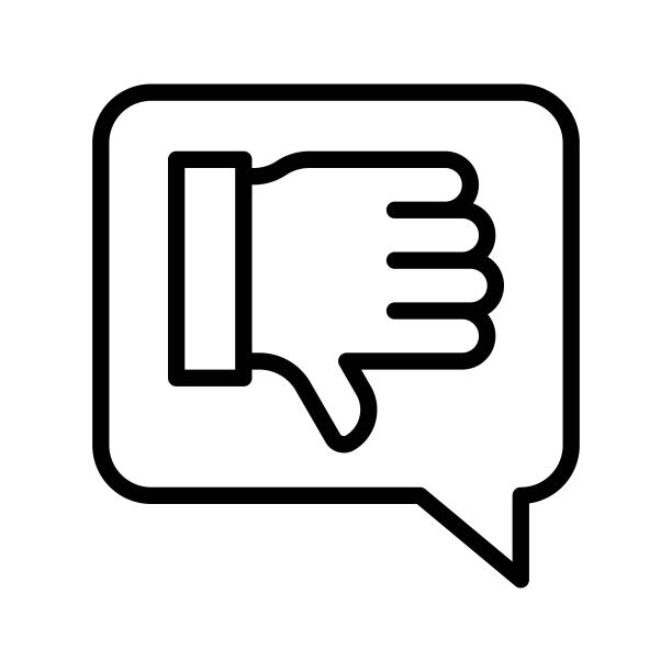 语音气泡中的拇指向下矢量图，社交媒体线性风格图标图片下载
