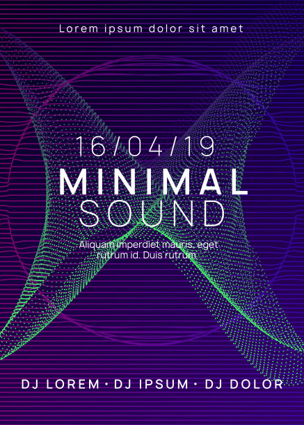 霓虹灯俱乐部传单。电子舞曲。恍惚dj。电子声音电影节。科技活动的海报。图片下载
