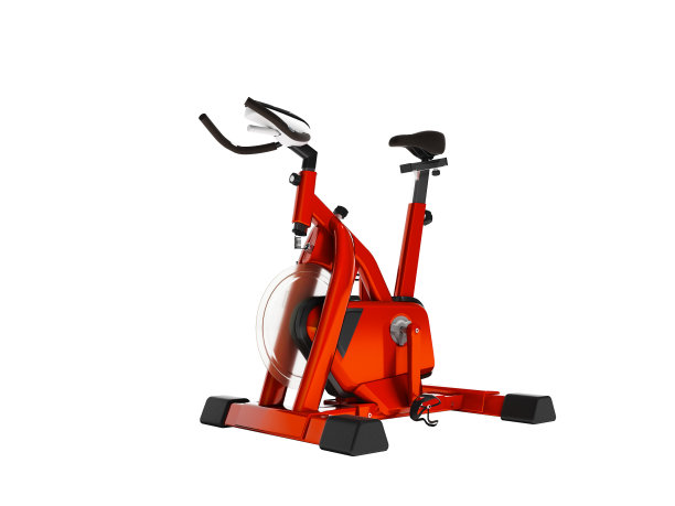 现代运动红色教练的力量训练自行车3d渲染在白色背景上没有阴影图片下载