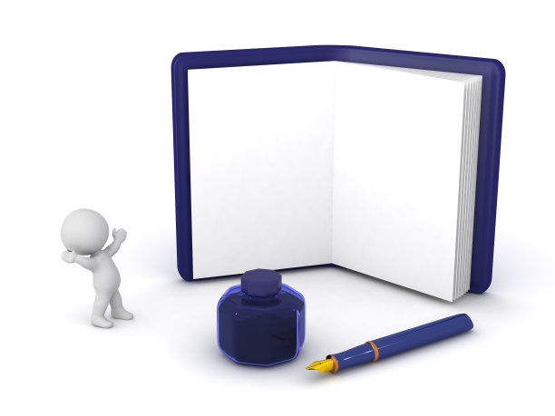 3D字符与记事本，钢笔和墨水图片下载