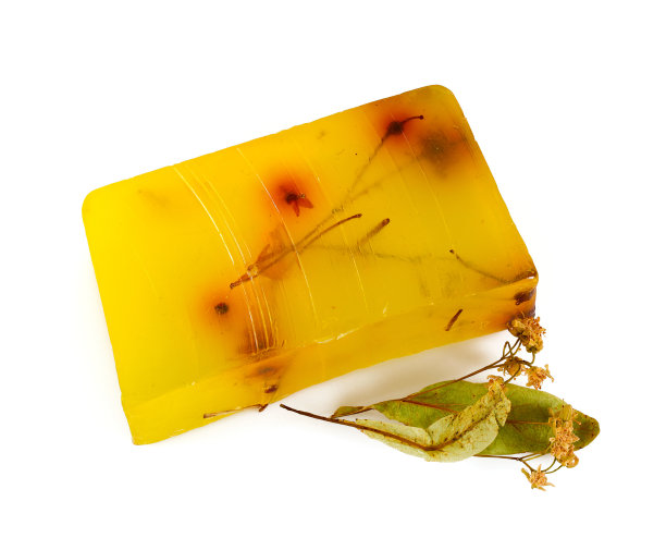 林登手工肥皂孤立在白色图片下载