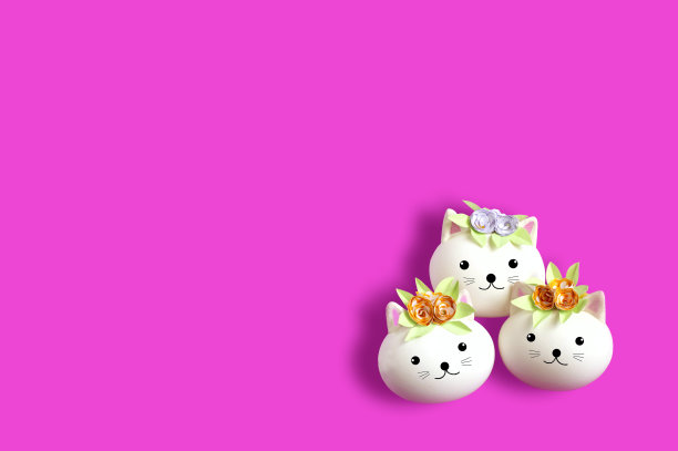 三只手工制作的可爱的蛋猫。复活节的概念图片下载