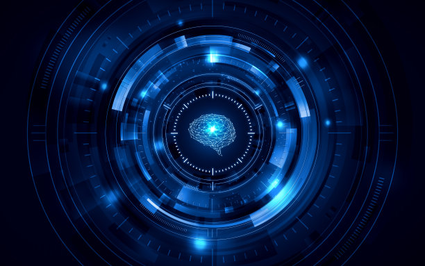 蓝色智能人工大脑母亲电脑。插图的背景图片。图片下载