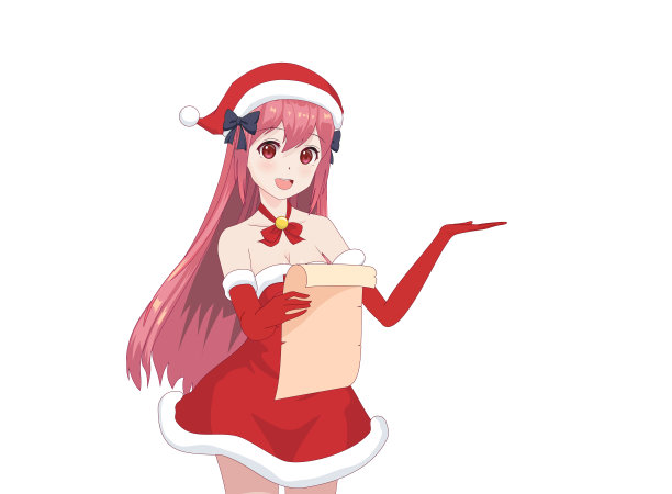 穿着圣诞老人服装的动漫女孩图片下载