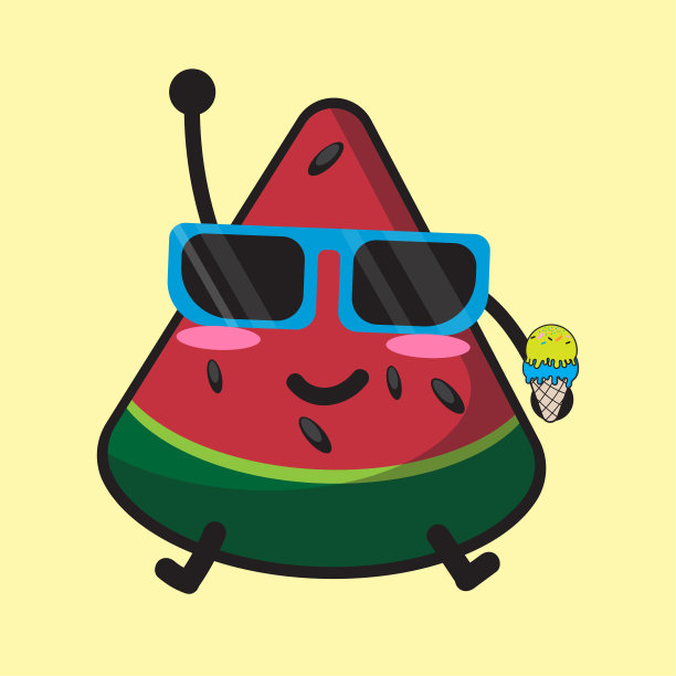 卡通西瓜和夏天图片下载