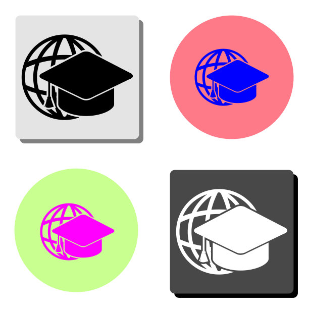 远程教育。平面矢量图标图片下载