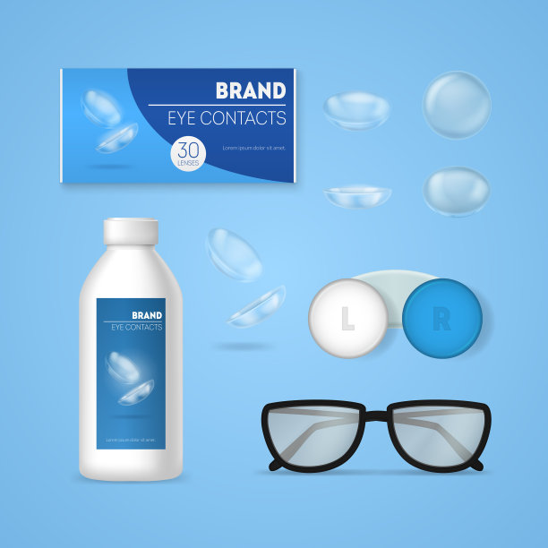 逼真的3d详细验光配件集。向量图片下载