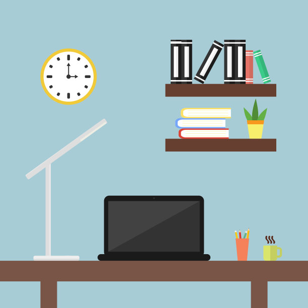 办公室里有一台带笔记本电脑和台灯的台式机。图片下载