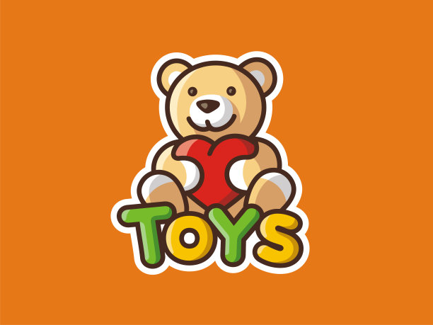 玩具的迹象。向量模板的熊。孩子们的商店。积极的性格。图片下载