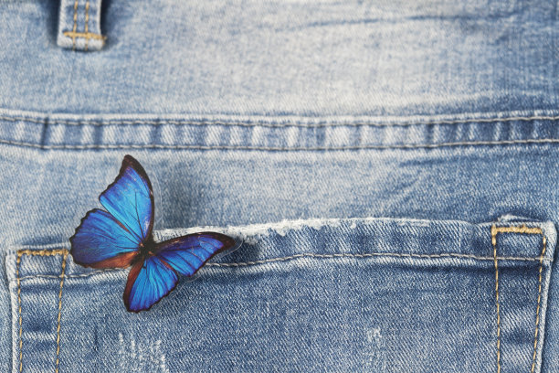 牛仔牛仔裤上的蝴蝶图片下载