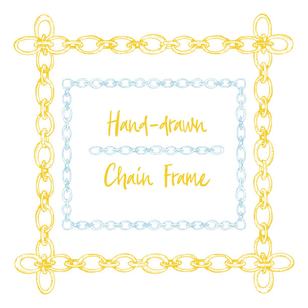 手绘链框在复古雕刻艺术风格孤立在白色背景。用于装饰设计、边框、网页横幅。图片下载