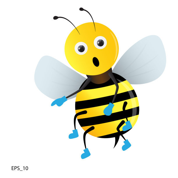 蜜蜂卡通说哇白色。图片下载