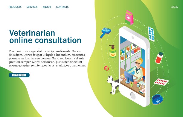 兽医在线矢量网站登陆页面设计模板图片下载