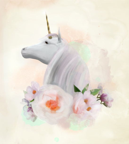 白色独角兽特写图片下载