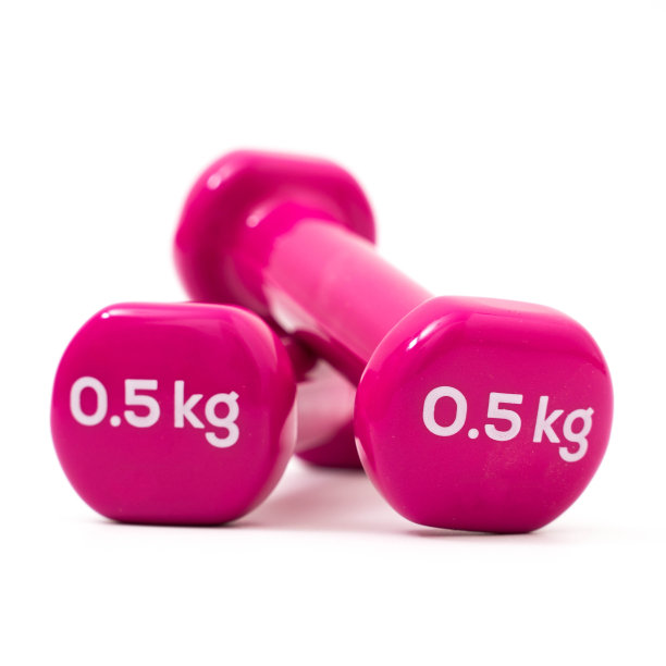 两个粉色哑铃孤立在白色背景上图片下载