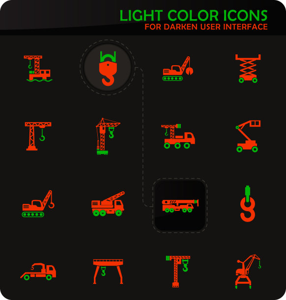 起重机和起重机器图标集图片下载